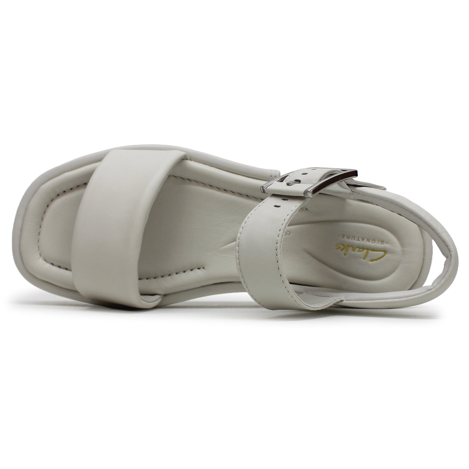 Clarks Alda Strap Leather Womens Sandals#color_off white