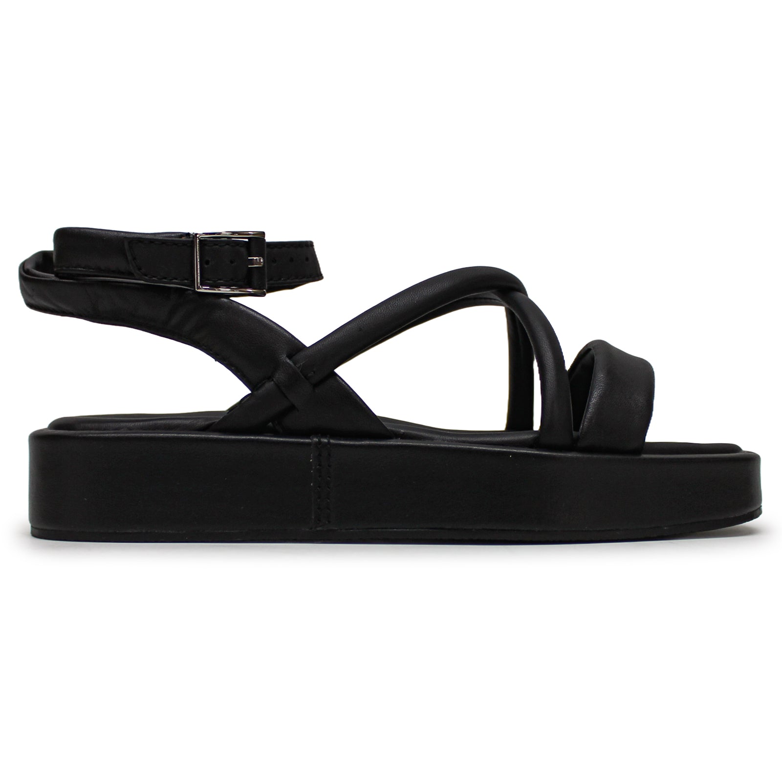 Clarks Alda Cross Leather Womens Sandals#color_black