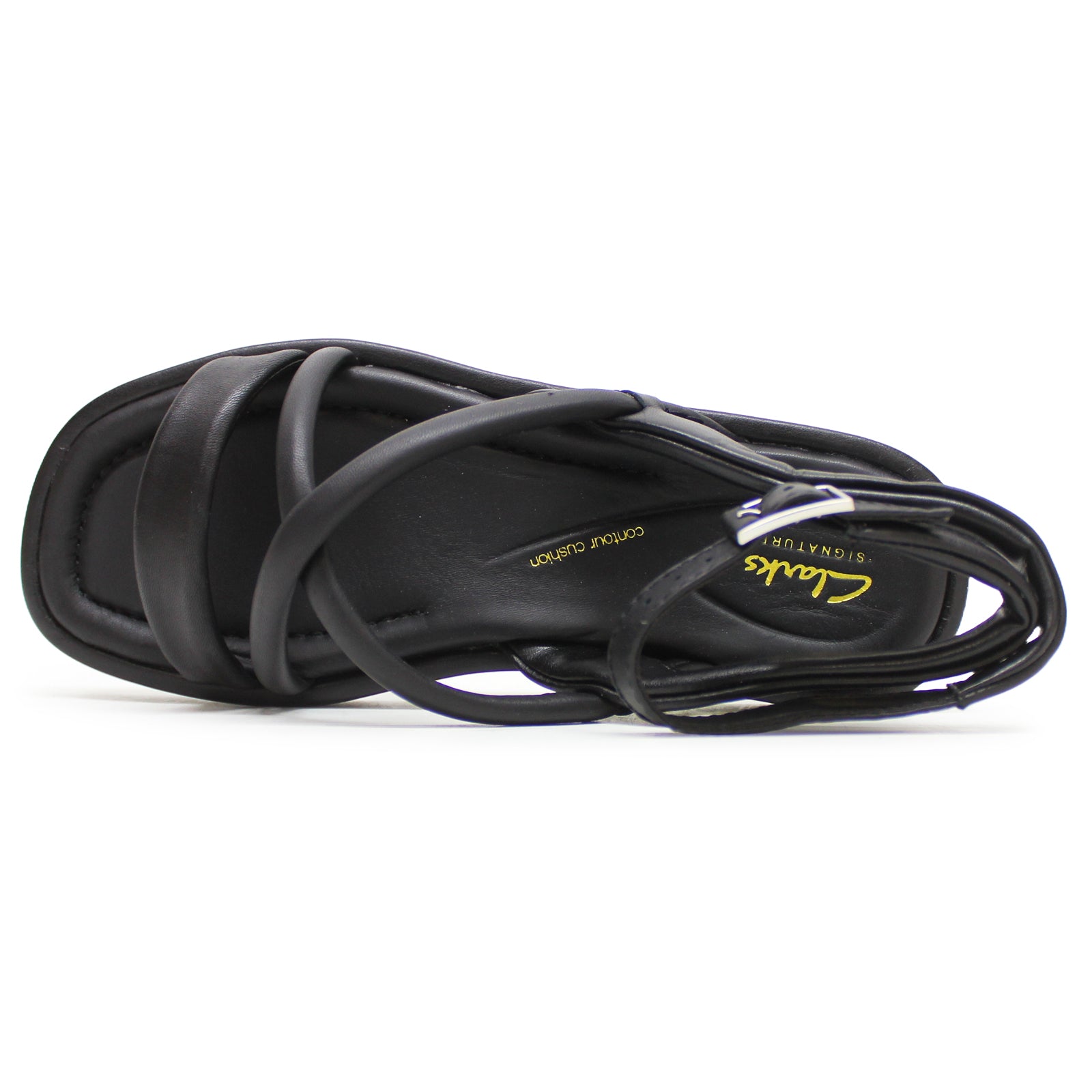 Clarks Alda Cross Leather Womens Sandals#color_black