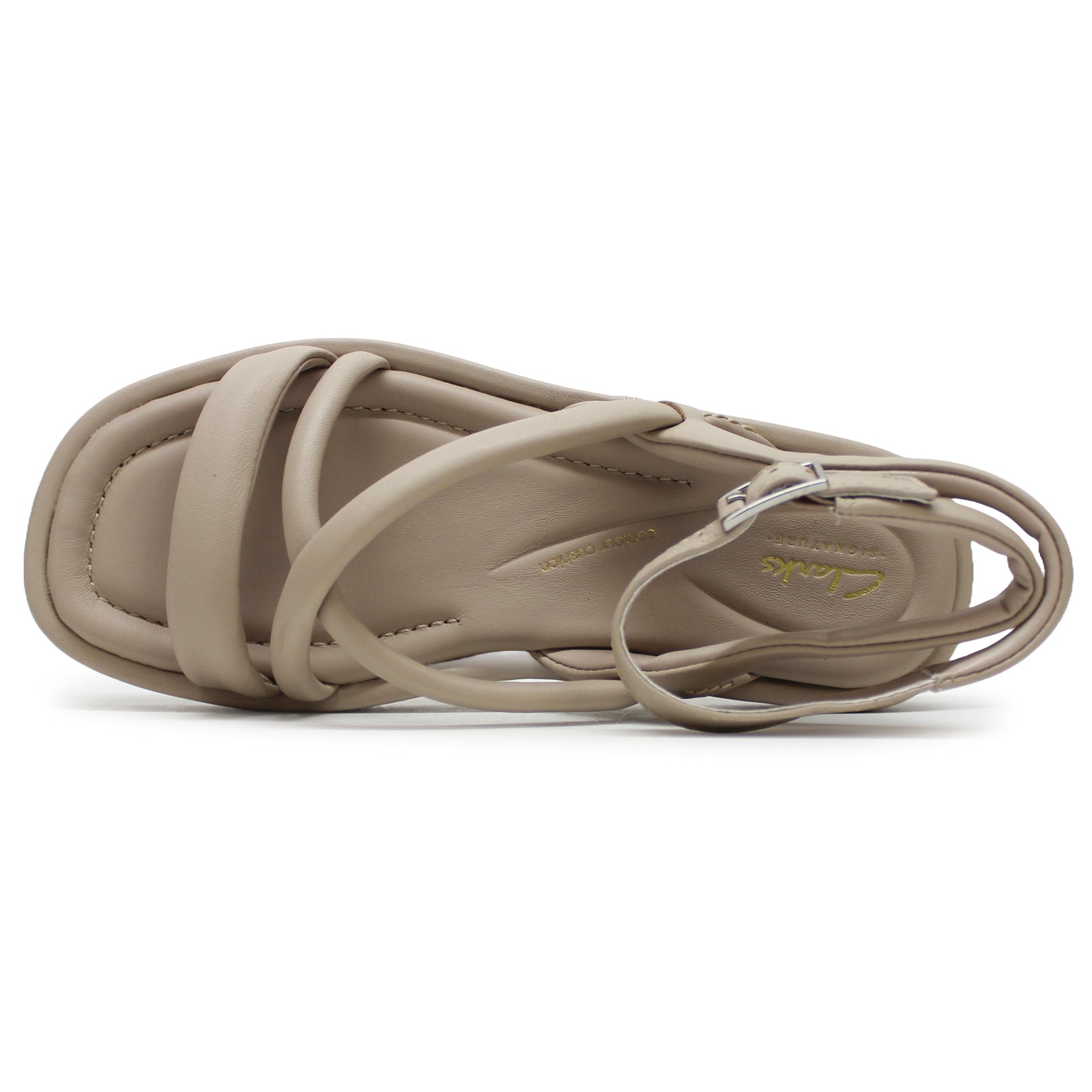 Clarks Alda Cross Leather Womens Sandals#color_sand