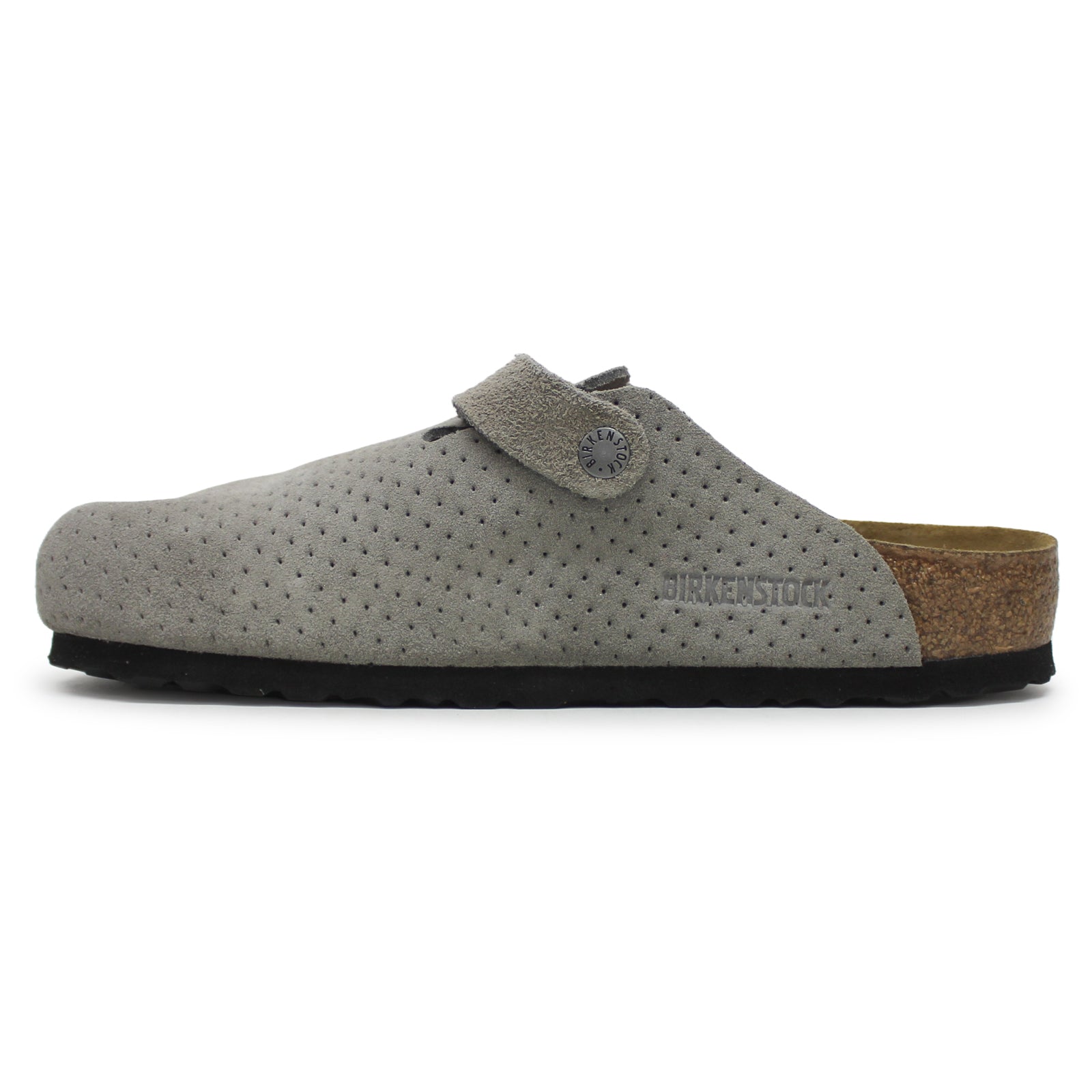 Birkenstock Boston BS Suede Embossed Unisex Sandals#color_emboss dots stone coin