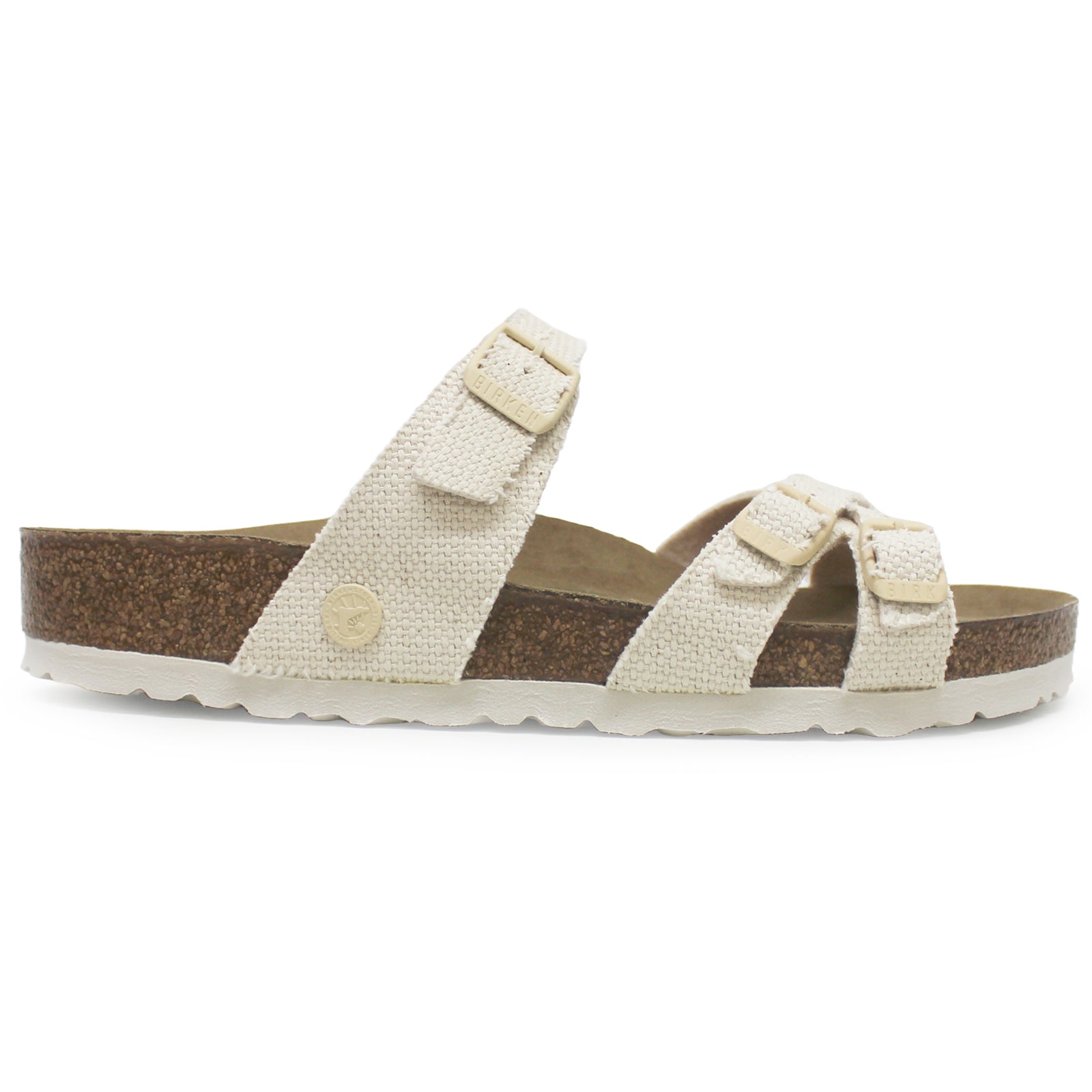 Birkenstock Franca Rivet Logo Textile Unisex Sandals#color_vegan canvas eggshell