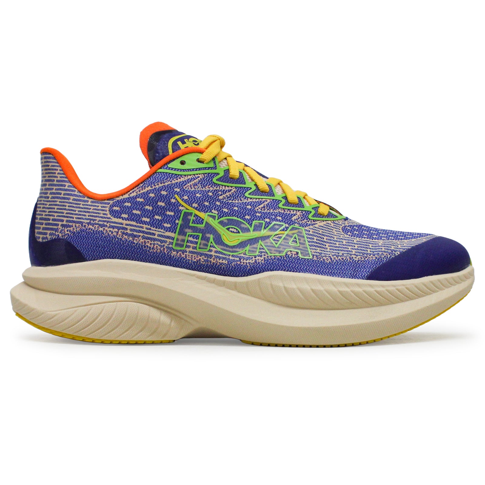 Hoka Mach 6 Textile Synthetic Youth Running Shoes#color_ultramarine electric tangerine