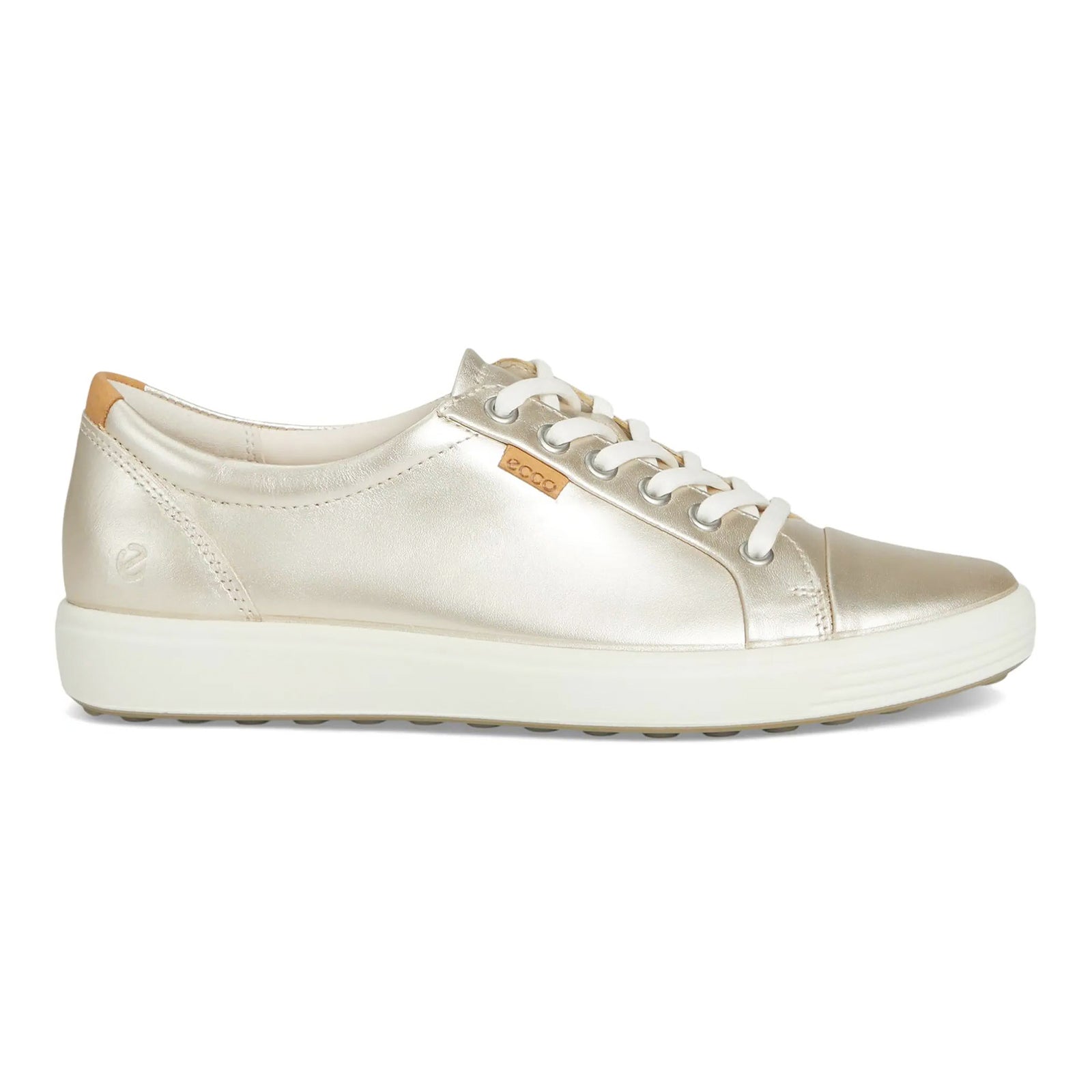 Ecco Soft 7 430003 Full Grain Leather Womens Trainers#color_pure white gold