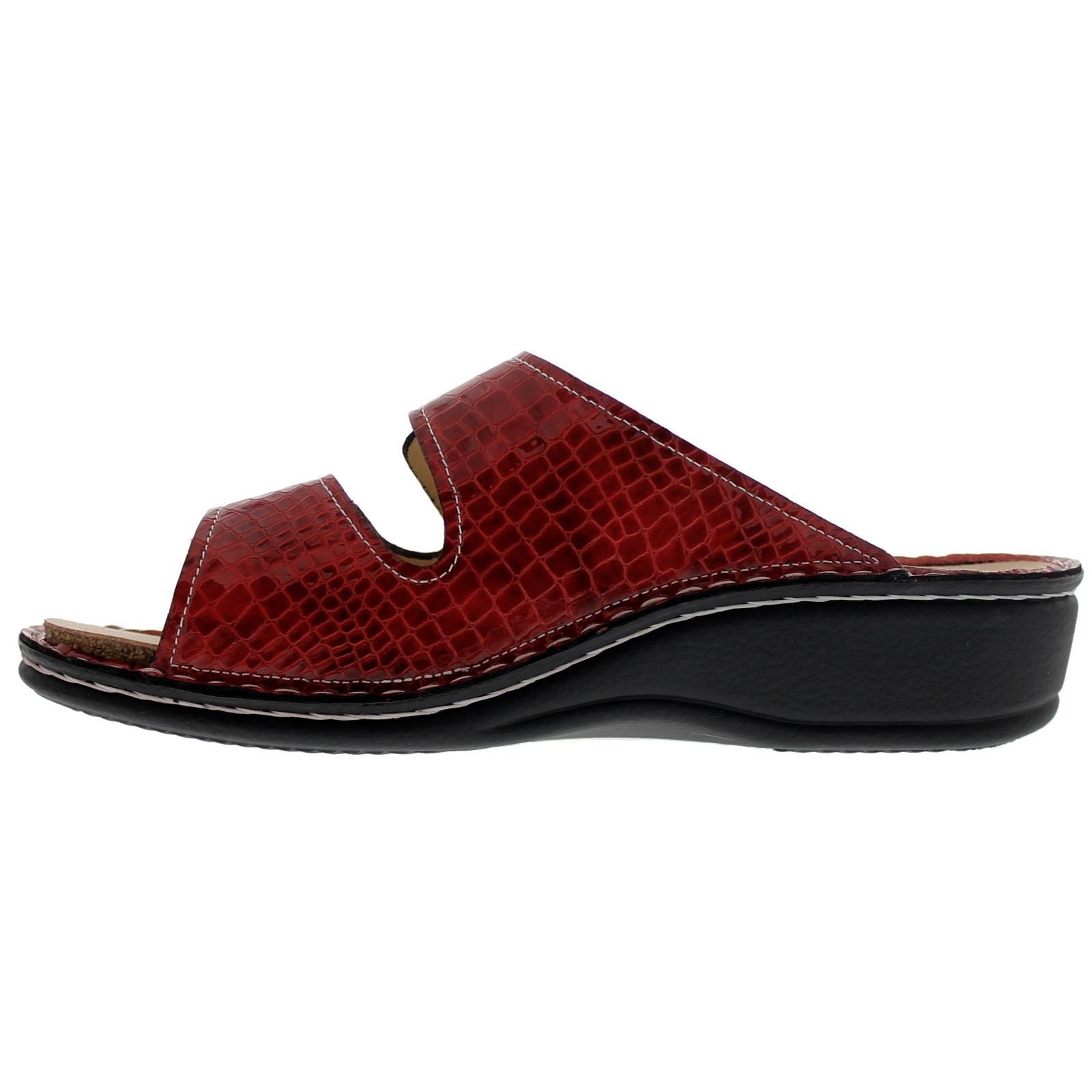 Finn Comfort Jamaica Leather Women's Slip-On Sandals#color_red patent