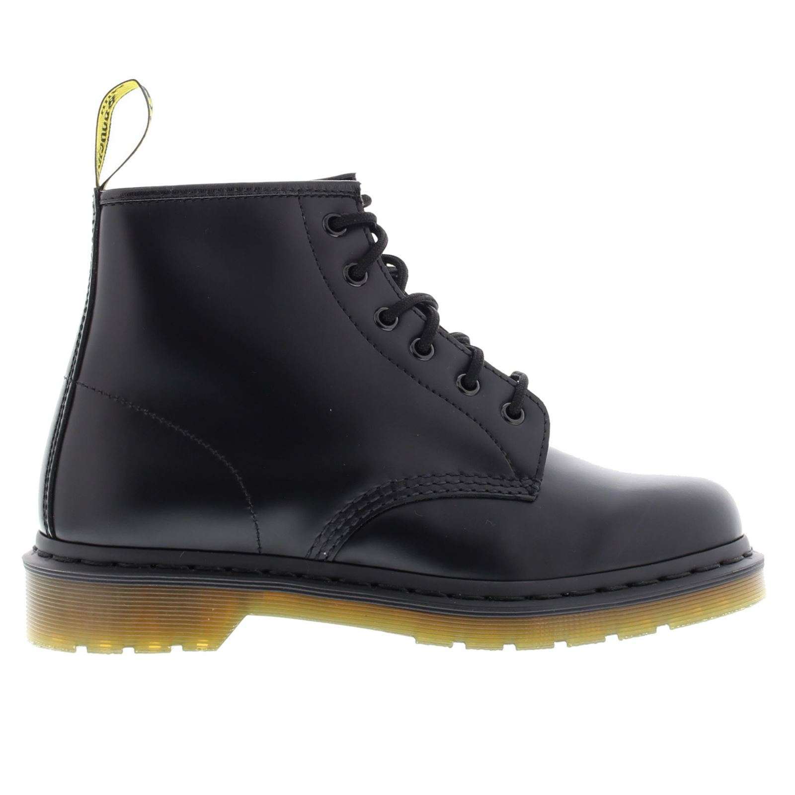 Dr. Martens Smooth 6 Eyelets Black Mens Boots#color_black