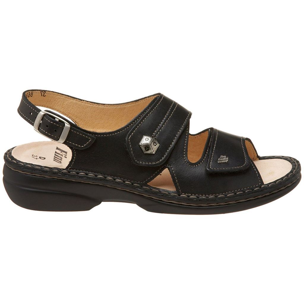 Finn Comfort 2560 Milos Nappaseda Black Womens Sandals#color_black