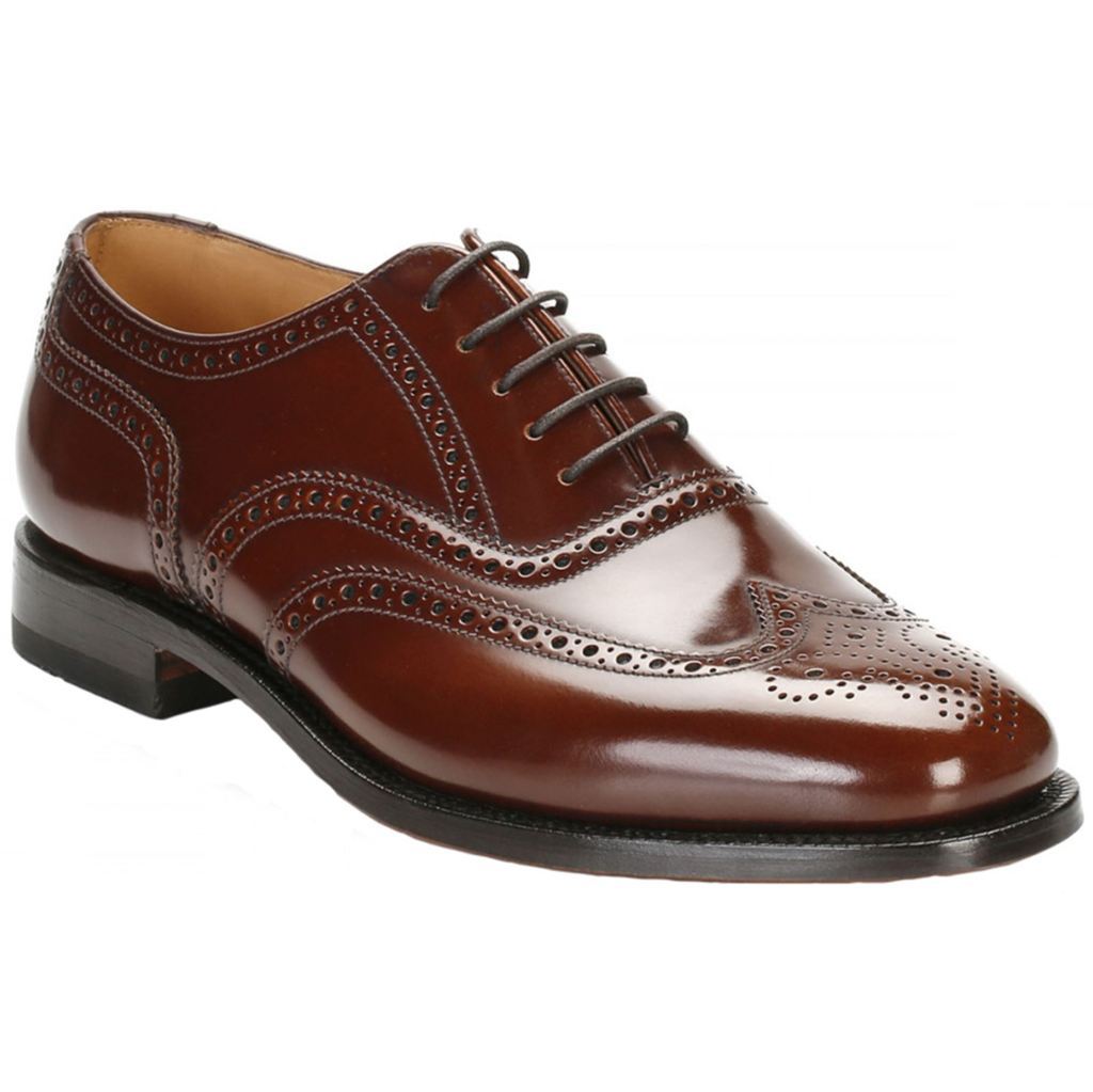 Loake 202 Polished Leather Men's Brogue Shoes#color_brown