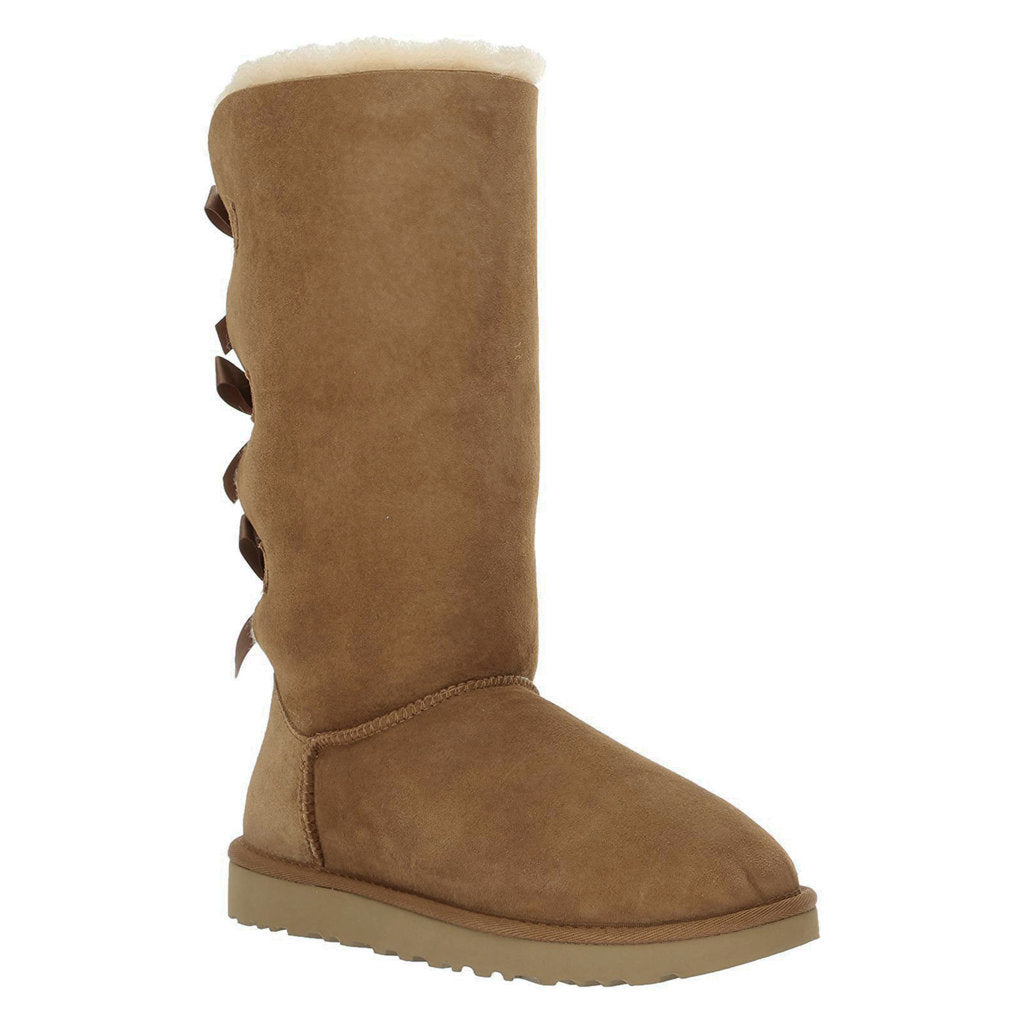 UGG Bailey Bow II Water Resistant Suede Sheepskin Women's Tall Winter Boots#color_chestnut