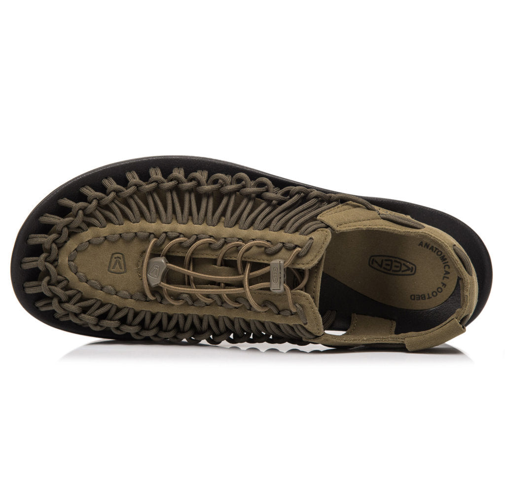 Keen UNEEK Synthetic Textile 2-Cord Monochrome Men's Sandals#color_dark olive black