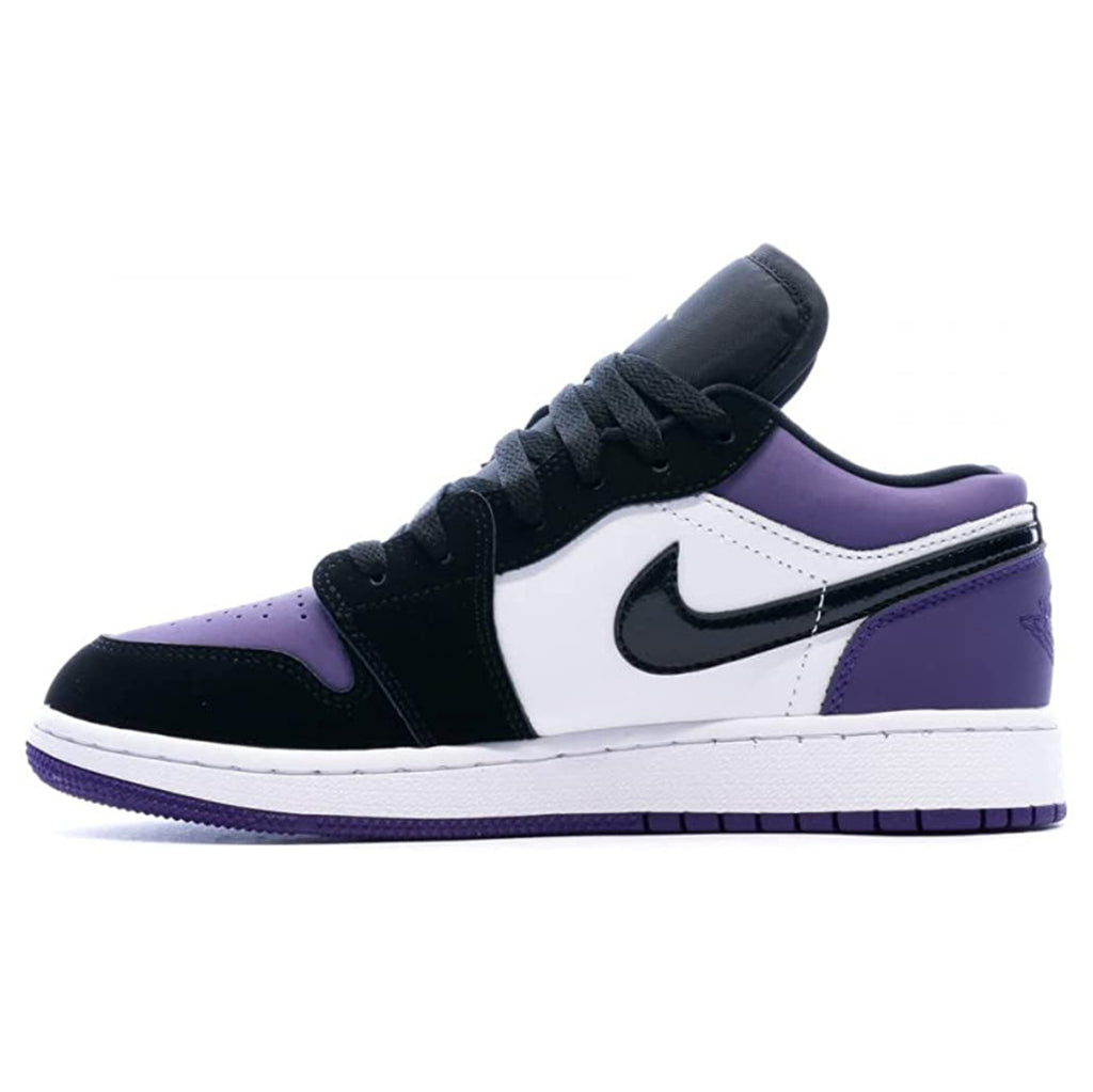 Jordan Air Jordan 1 Low Leather Textile Youth Trainers#color_white black court purple