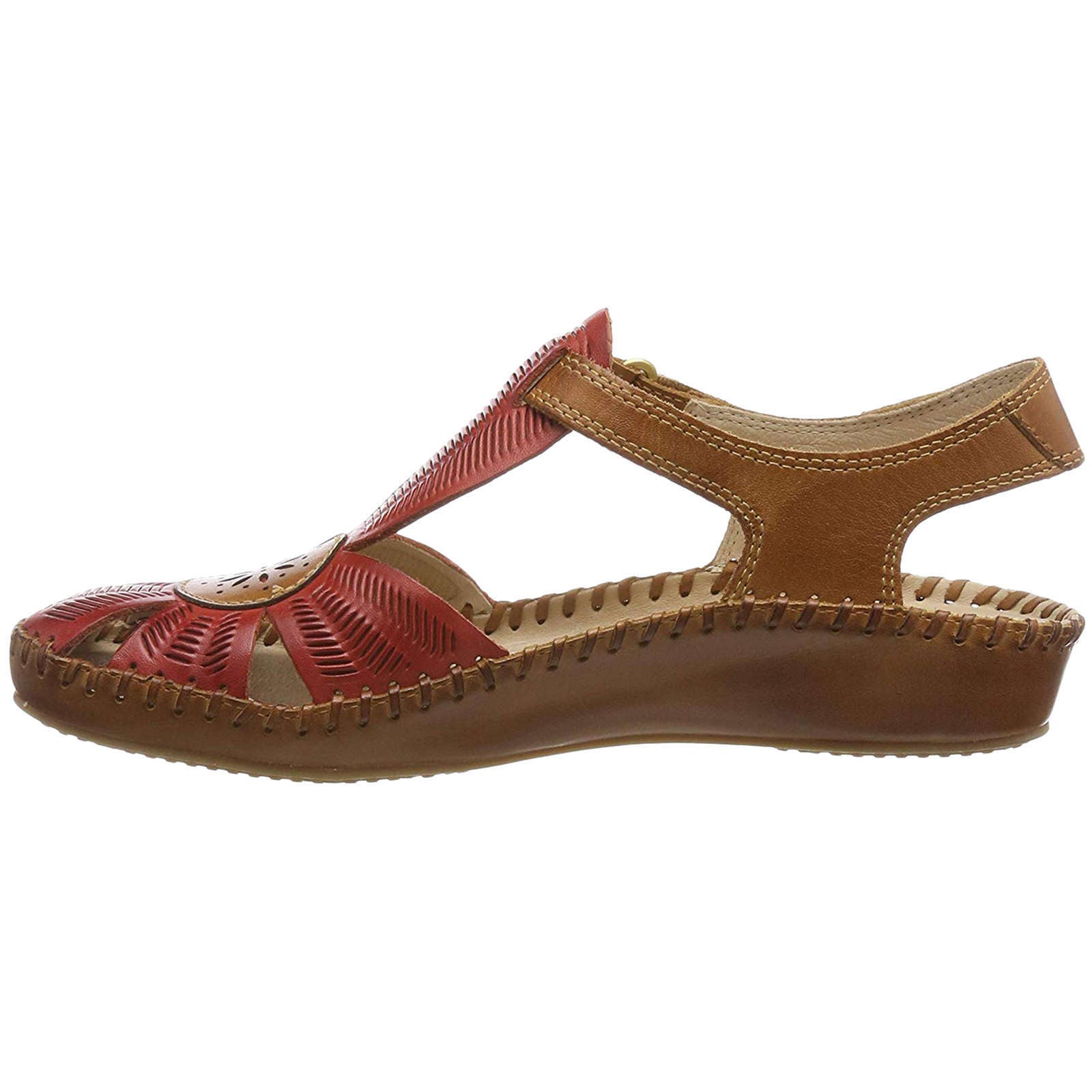 Pikolinos Puerto Vallarta 655-0575 Leather Womens Sandals#color_coral brandy