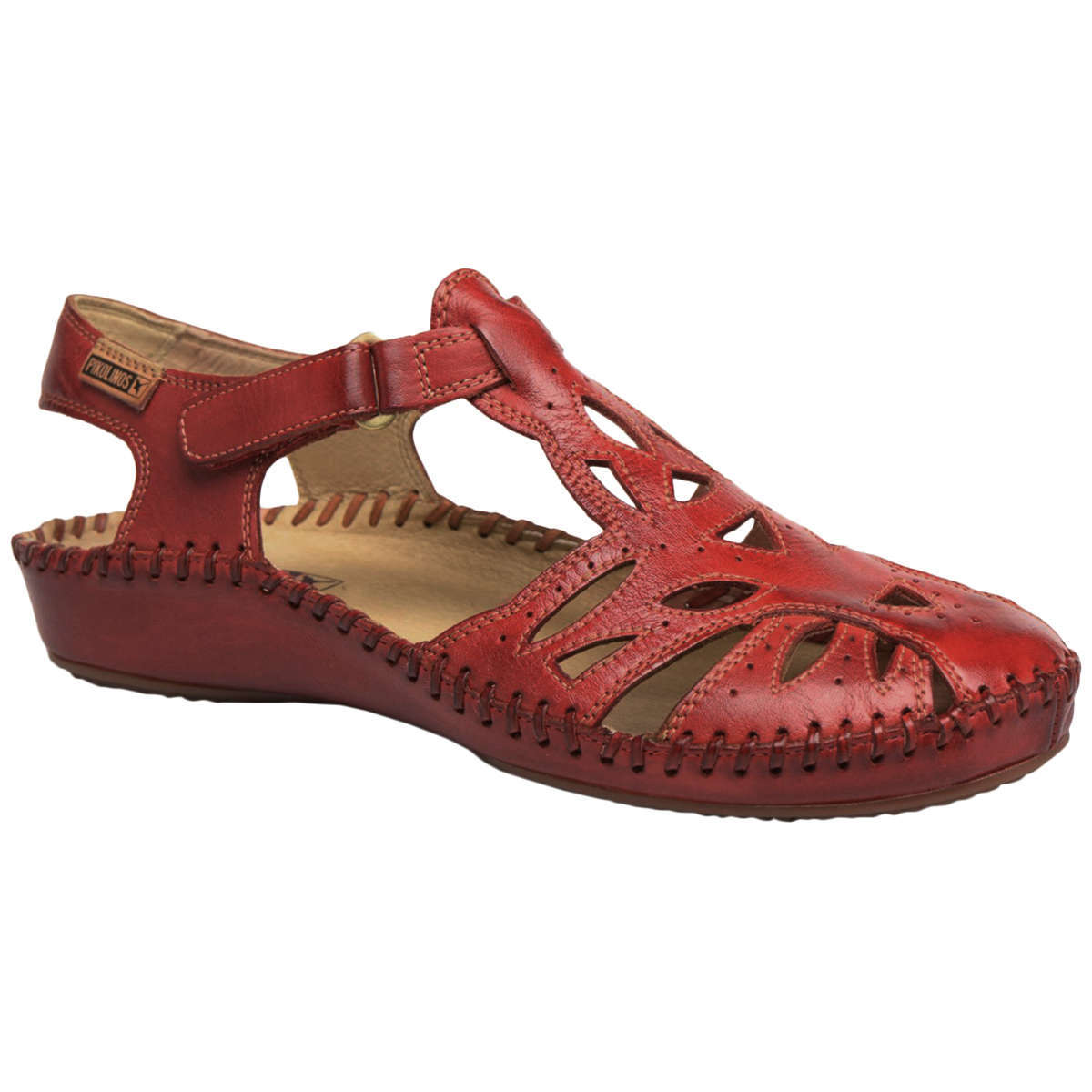Pikolinos Puerto Vallarta 655-8312 Leather Womens Sandals#color_coral