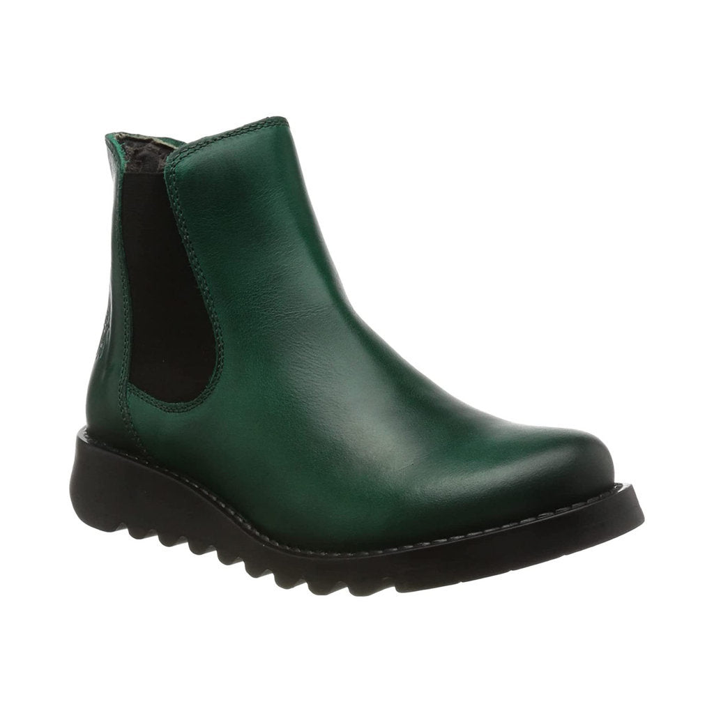 Fly London SALV Rug Leather Womens Boots#color_shamrock green black elastic