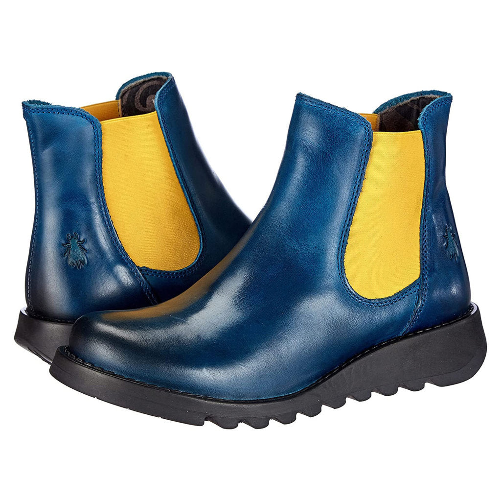 Fly London SALV Rug Leather Womens Boots#color_royal blue mustard elastic