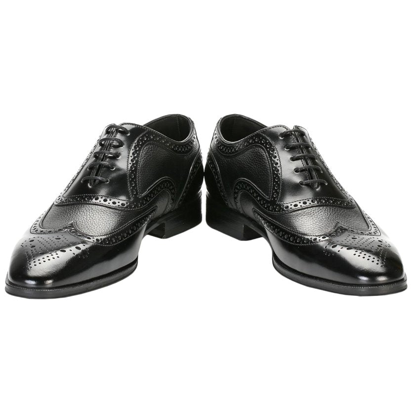 Loake Baskerville Polished Leather Men's Brogue Shoes#color_black