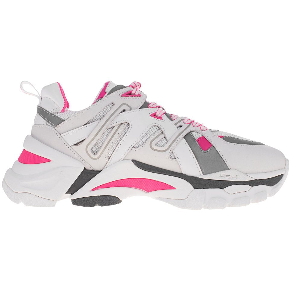 Ash Flash Leather Mesh Women's Low-Top Trainers#color_white silver