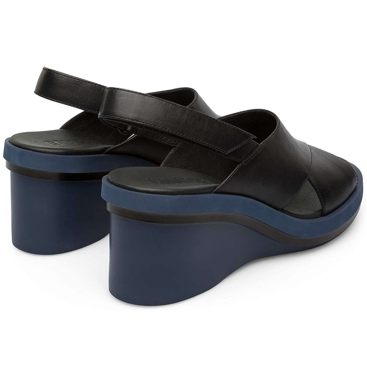 Camper Kyra Calfskin Leather Women's Wedge Heel Sandals#color_black