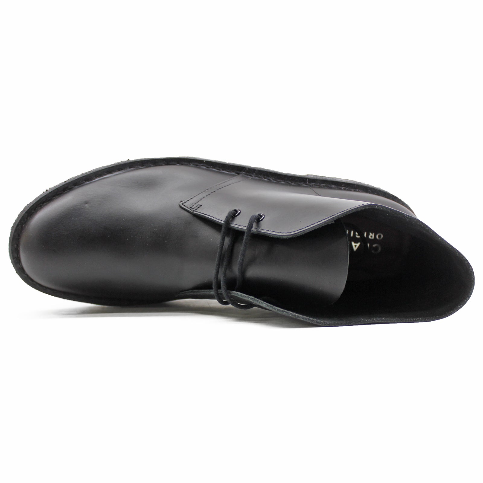 Clarks Originals Desert Boots Polished Leather Men's Boots#color_black black