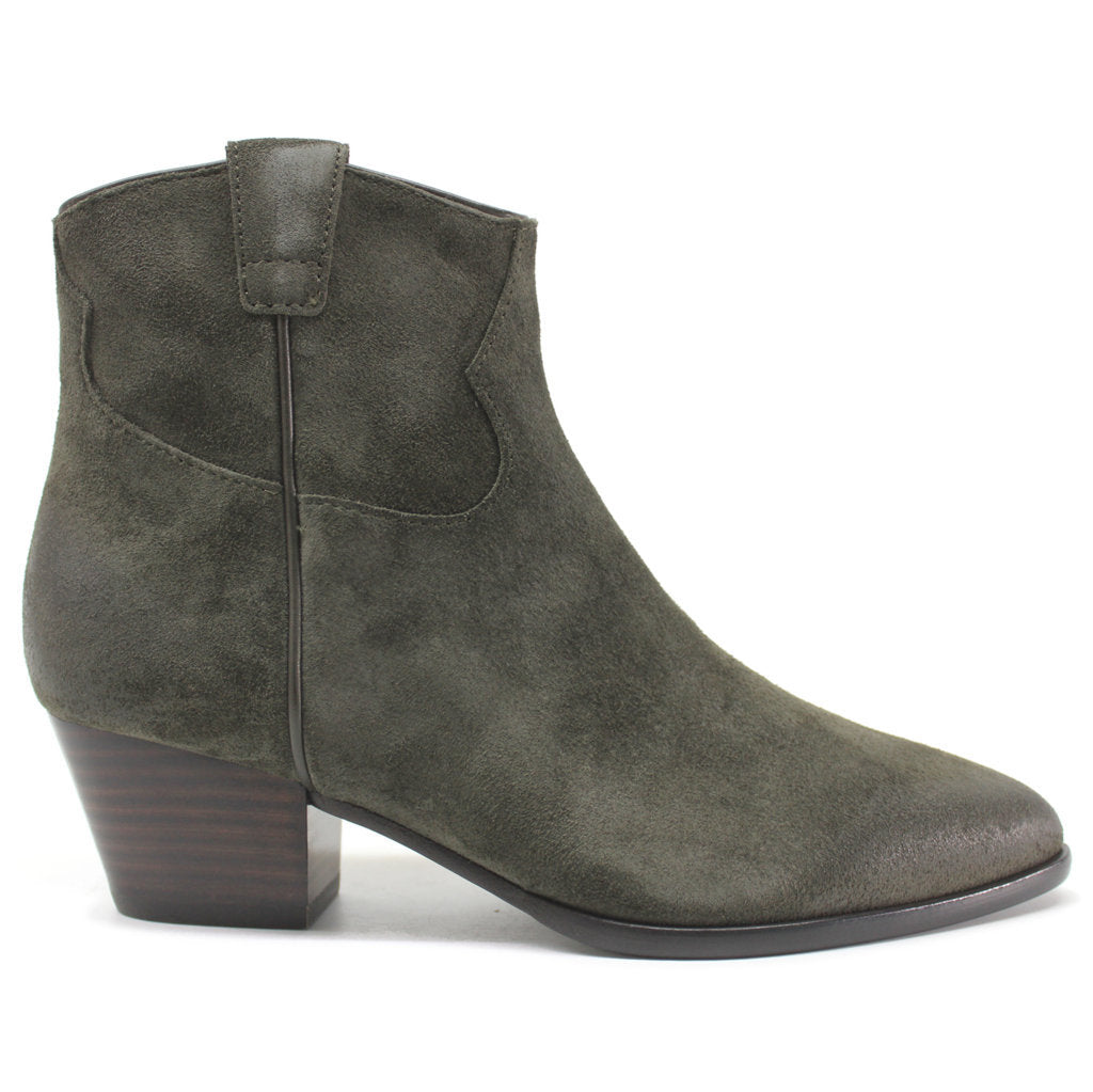 Ash Houston Suede Leather Women's Heeled Ankle Boots#color_military