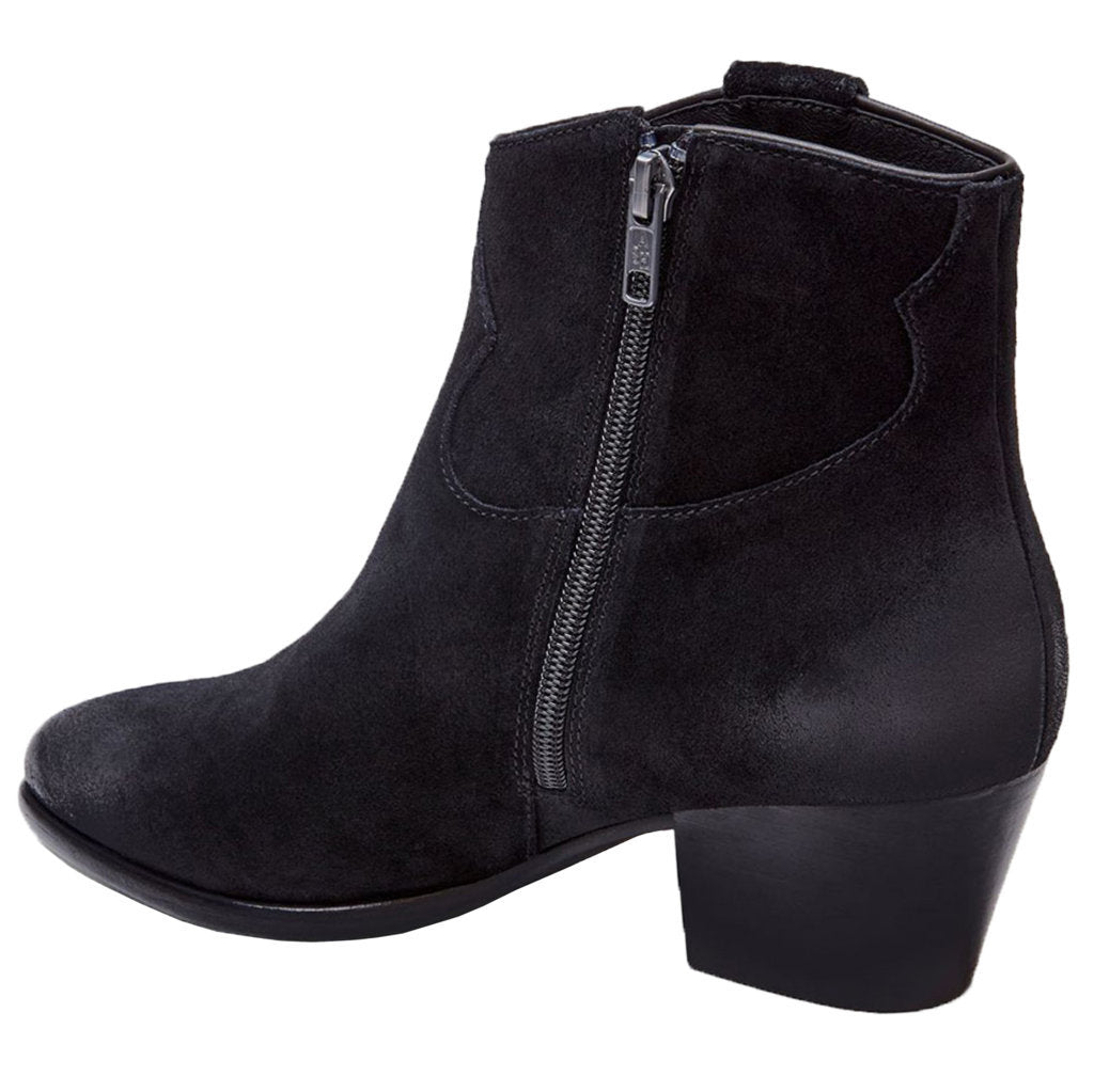 Ash Houston Suede Leather Women's Heeled Ankle Boots#color_black