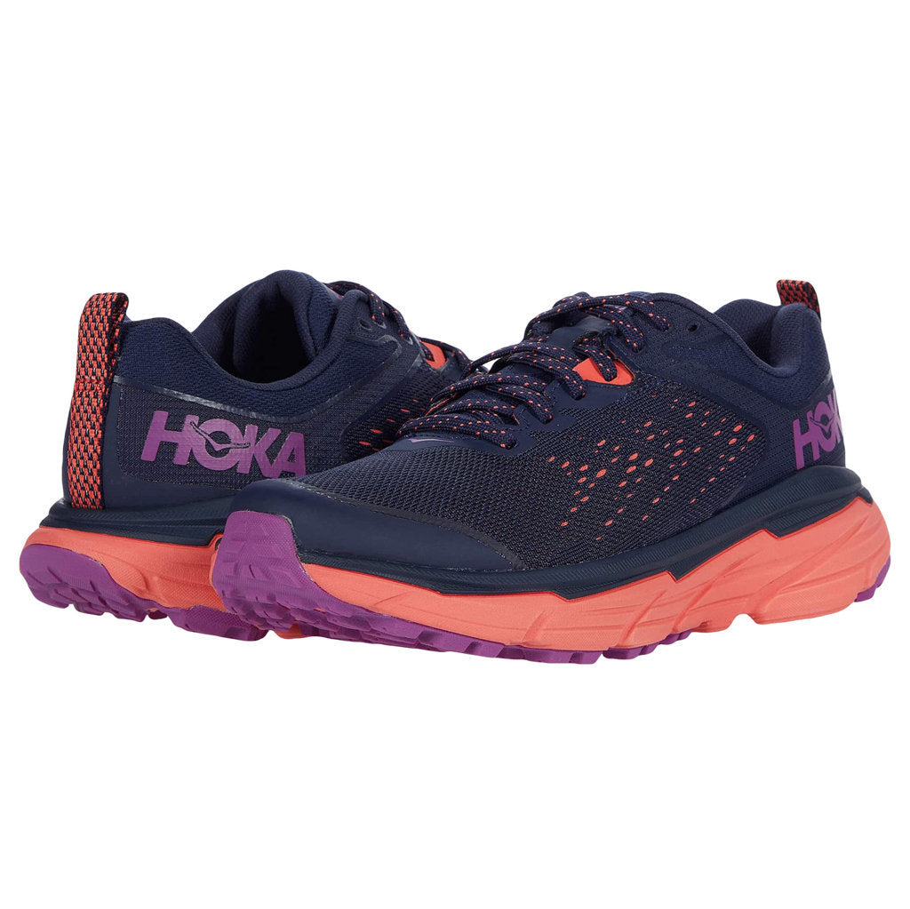 Hoka Challenger ATR 6 Synthetic Textile Women's Running Shoes#color_black iris hot coral