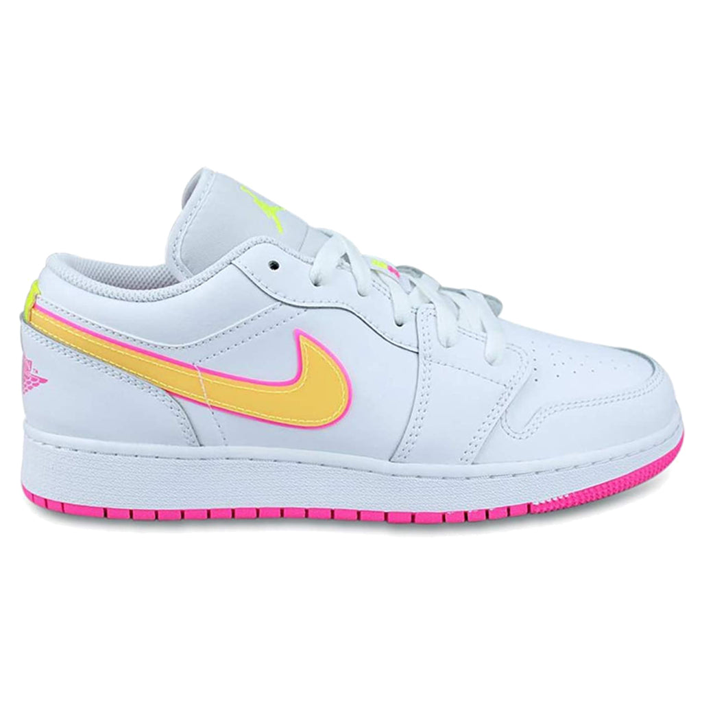 Jordan Air Jordan 1 Low Edge Leather Youth Trainers#color_white lemon venom pink