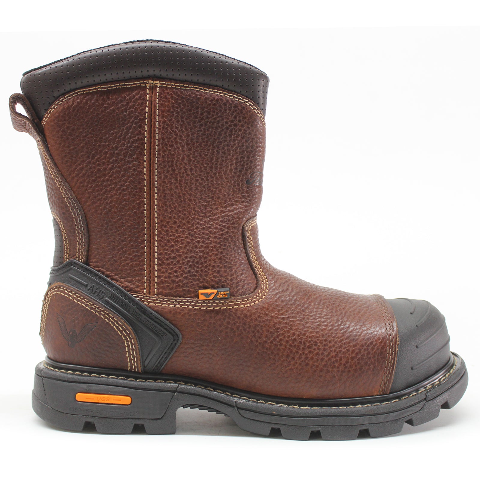 Thorogood 8 Inch Side Zip Wellington Full Grain Leather Men's Safety Toe Boots#color_brown