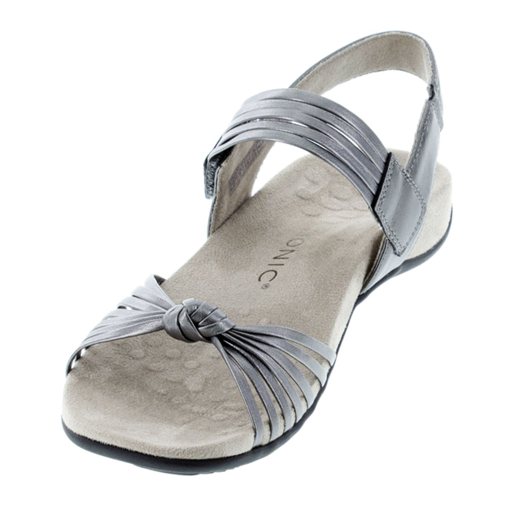 Vionic Rest Talulah Metallic Leather Womens Sandals#color_pewter