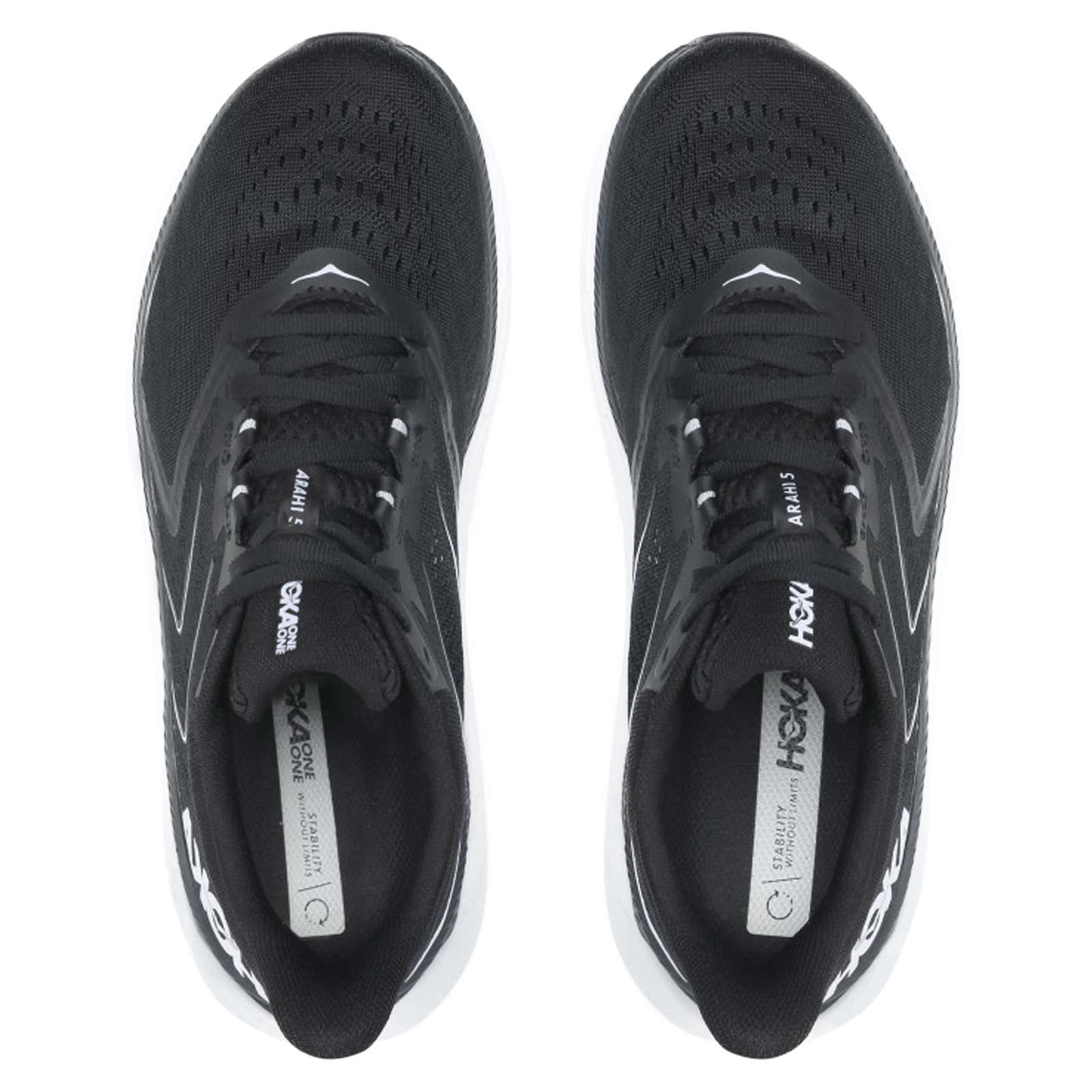 Hoka Arahi 5 Synthetic Textile Men's Running Shoes#color_black white