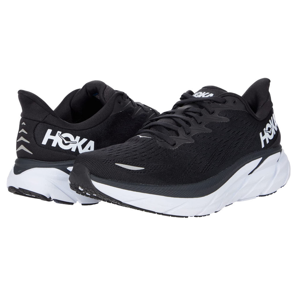 Hoka One One Clifton 8 Textile Mens Trainers#color_black white