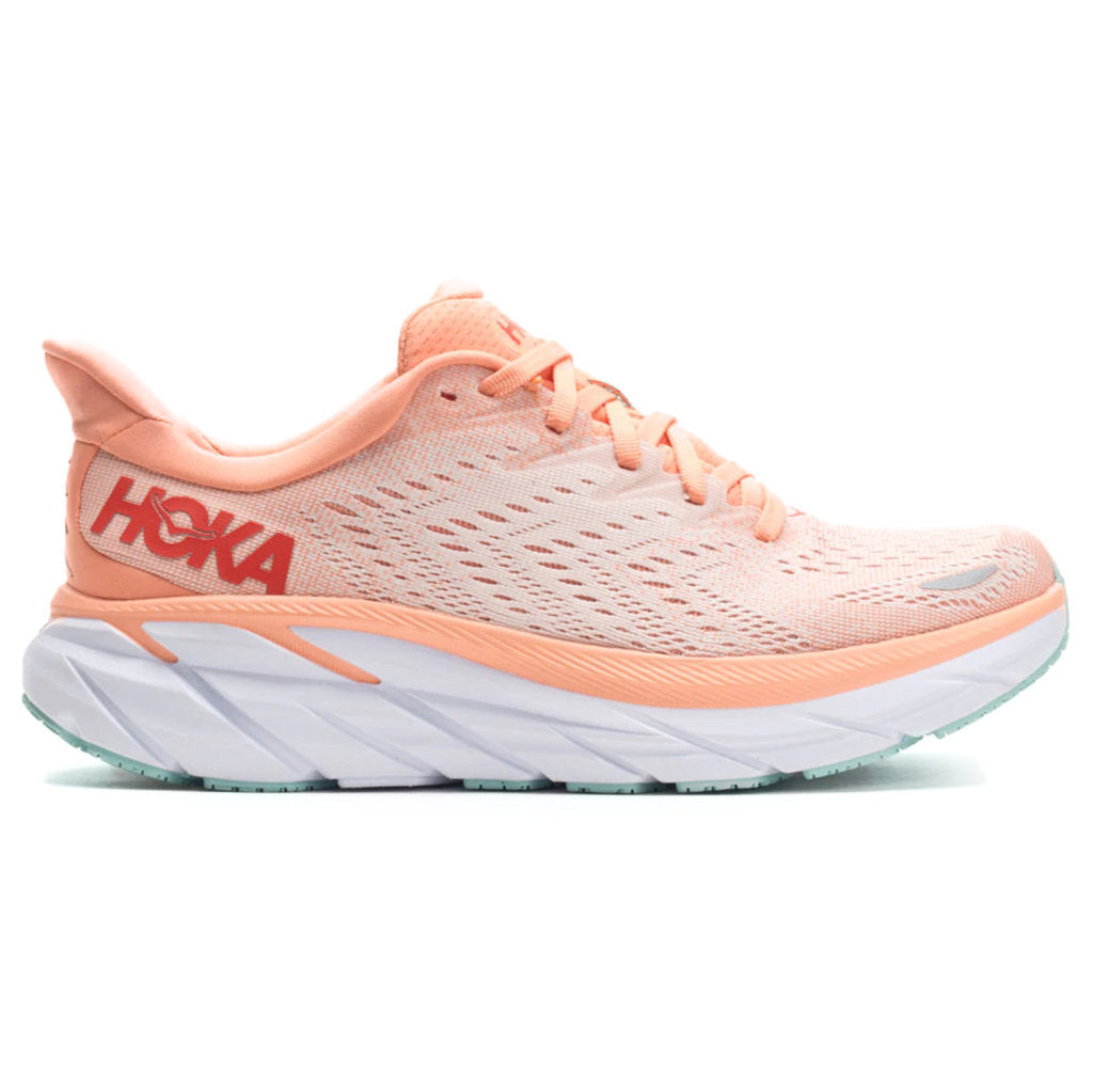 Hoka Clifton 8 Mesh Women's Running Shoes#color_cantaloupe silver peony