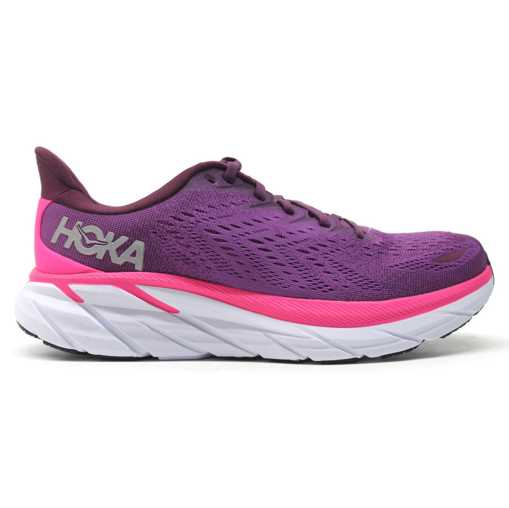 Hoka Clifton 8 Mesh Women's Running Shoes#color_grape wine beautyberry