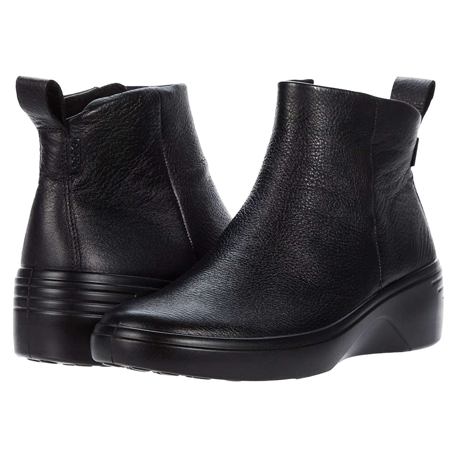 Ecco Soft 7 Wedge Leather Womens Boots#color_black