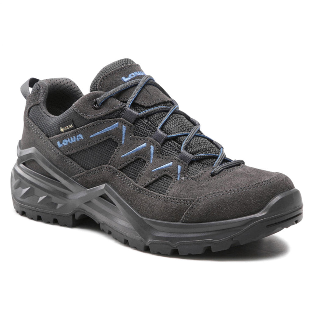 Lowa Sirkos Evo GTX LO Suede Leather Men's Hiking Shoes#color_graphite blue