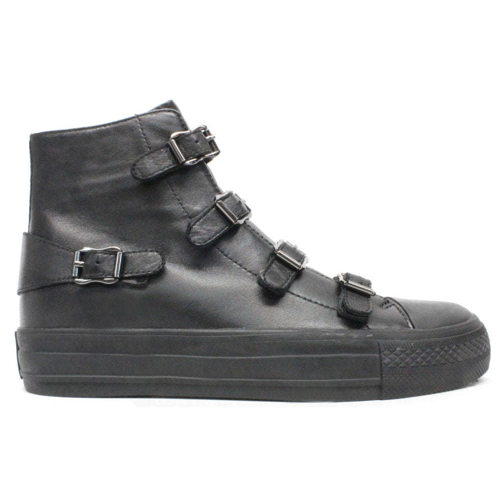 Ash Virgin Nappa Leather Women's High-Top Trainers#color_black black