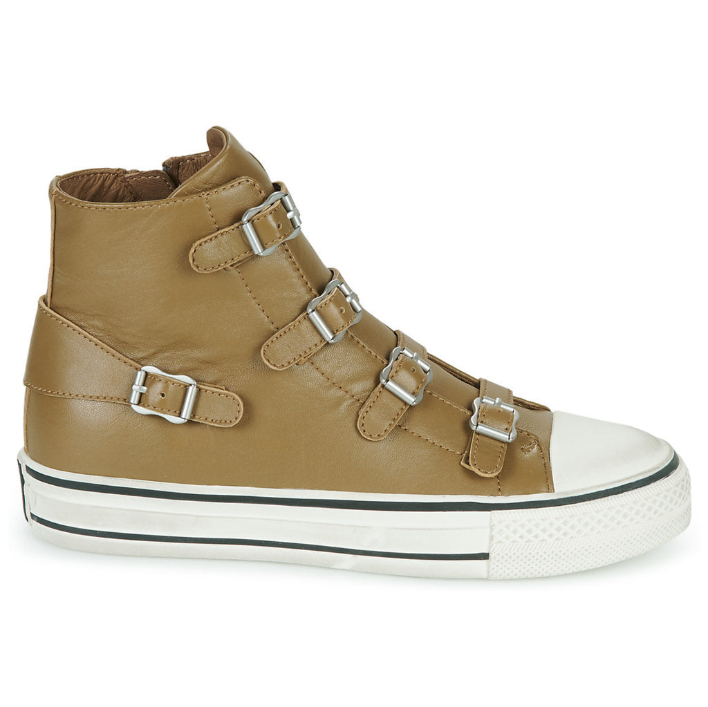 Ash Virgin Nappa Leather Women's High-Top Trainers#color_golden brown