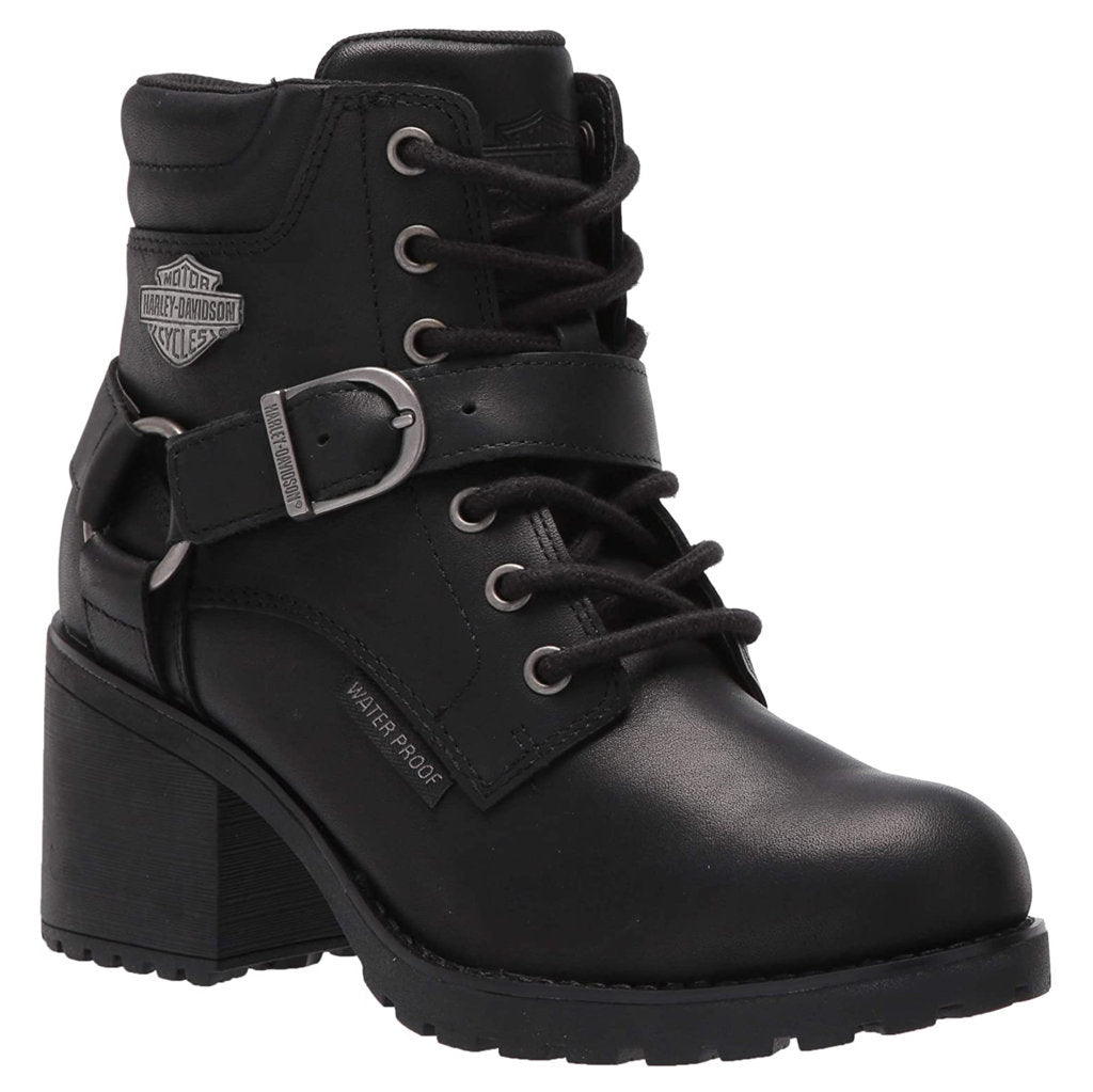 Harley Davidson Howell Waterproof Full Grain Leather Women's Block Heel Riding Boots#color_black