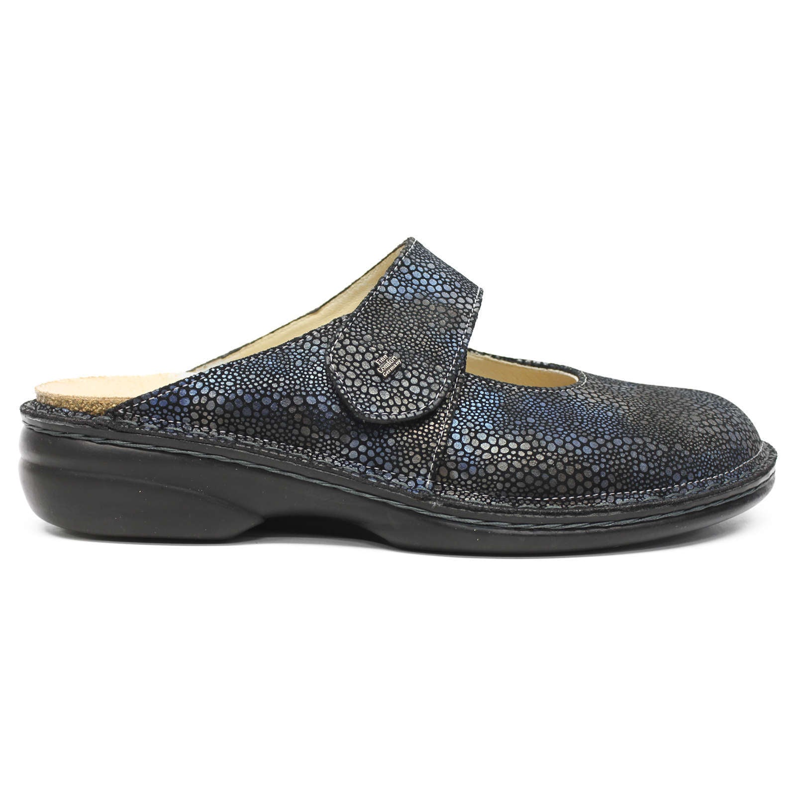 Finn Comfort Stanford Leather Women's Slip-On Sandals#color_azur