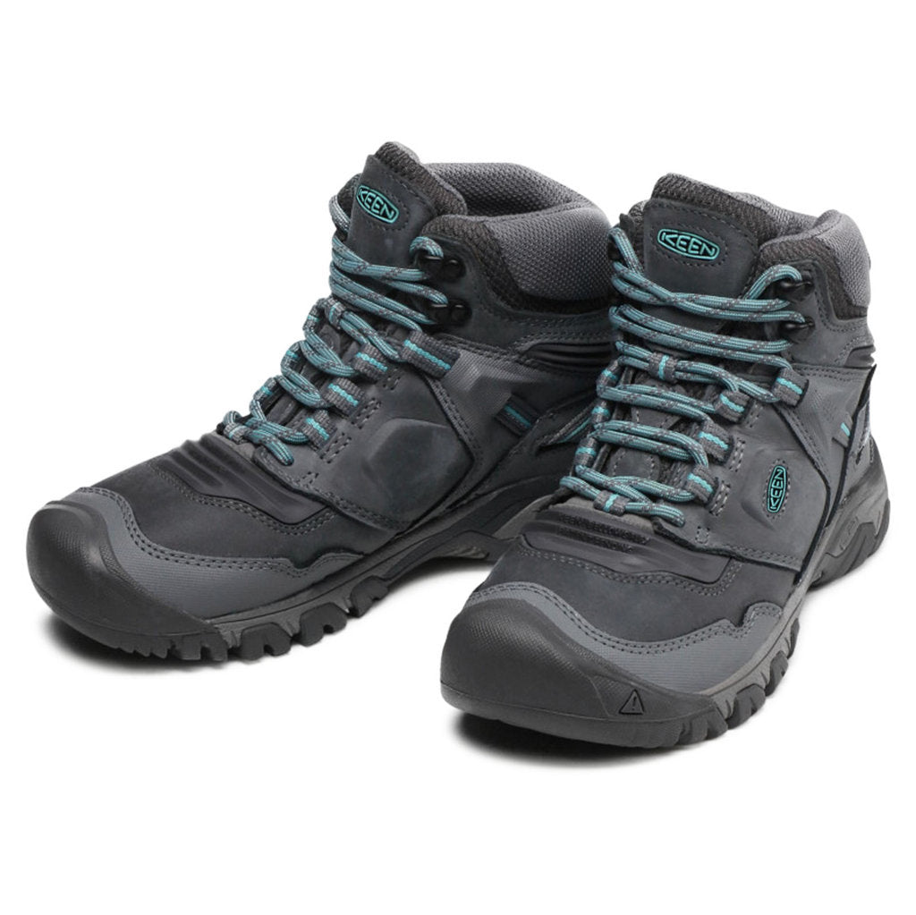 Keen Ridge Flex Mid Waterproof Leather Women's Hiking Shoes#color_steel grey porcelain
