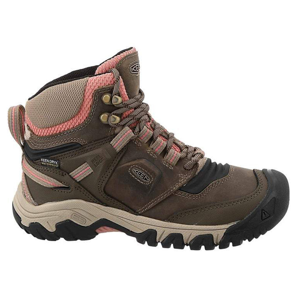 Keen Ridge Flex Mid Waterproof Leather Women's Hiking Shoes#color_timberwolf brick dust