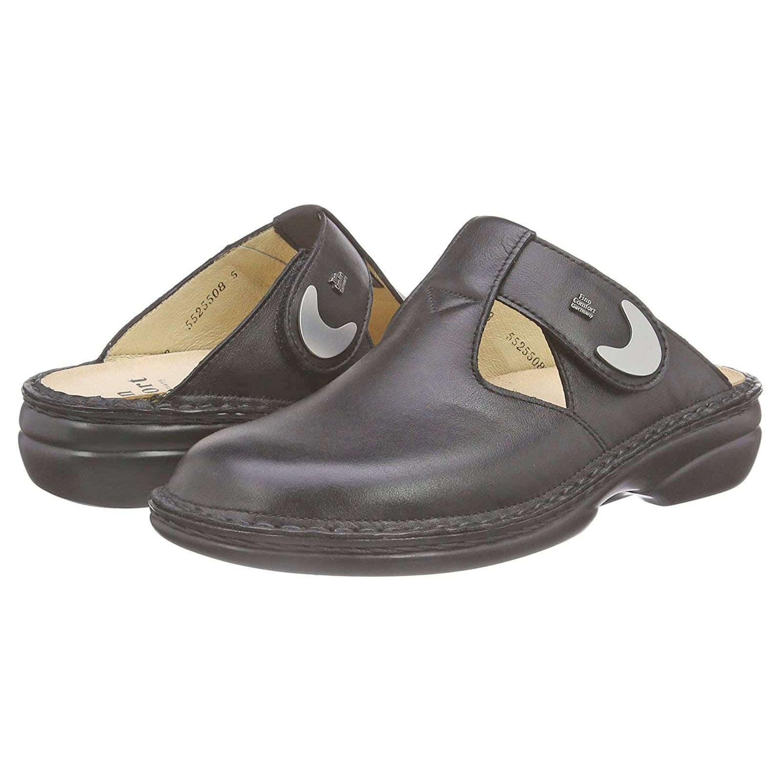 Finn Comfort Belem Leather Women's Slip-On Sandals#color_black