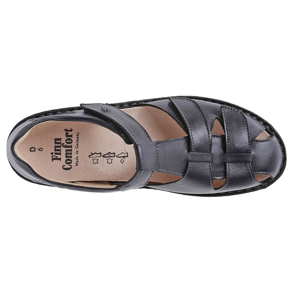 Finn Comfort Funen Leather Womens Sandals#color_black