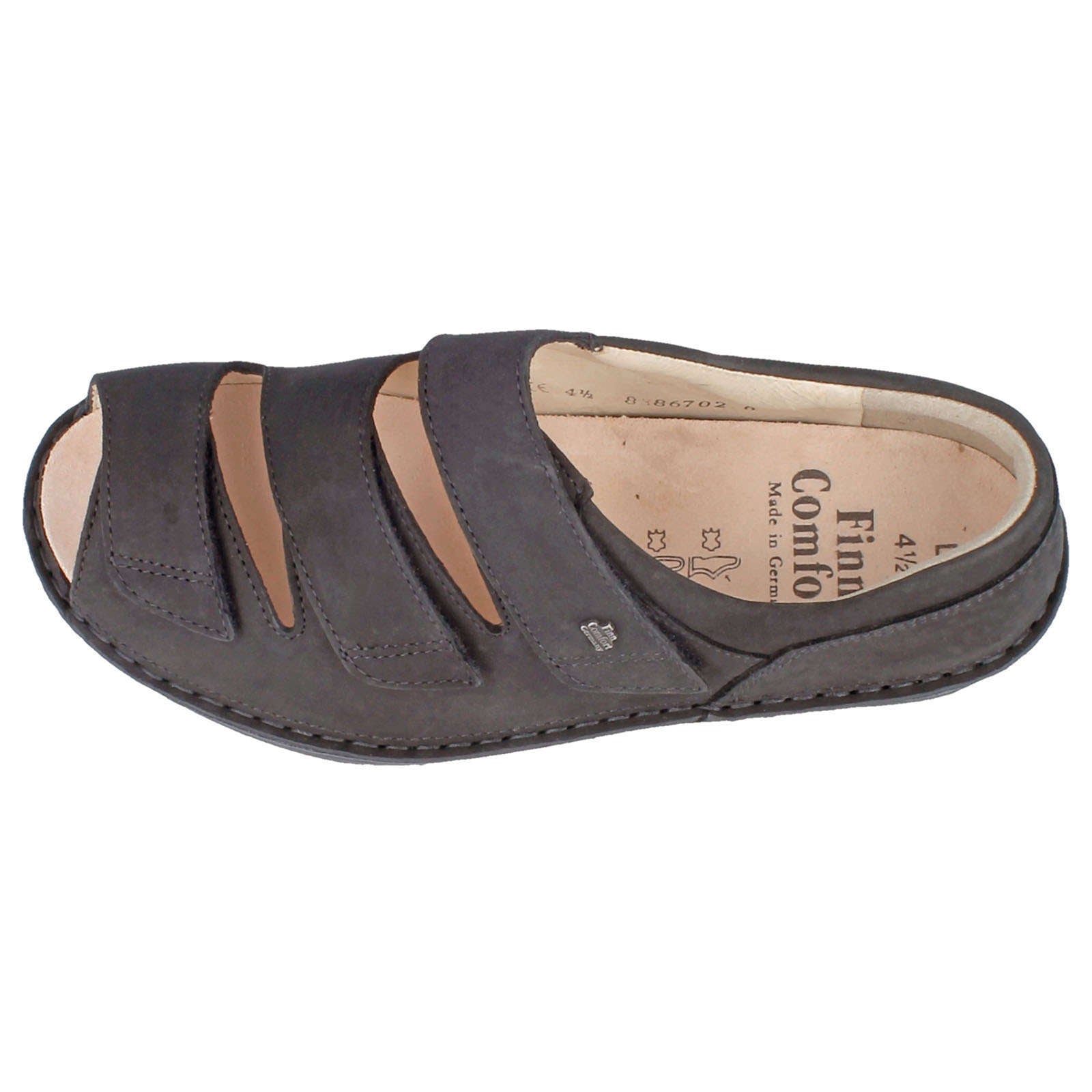 Finn Comfort Ischia Nubuck Leather Women's Slip-On Sandals#color_black