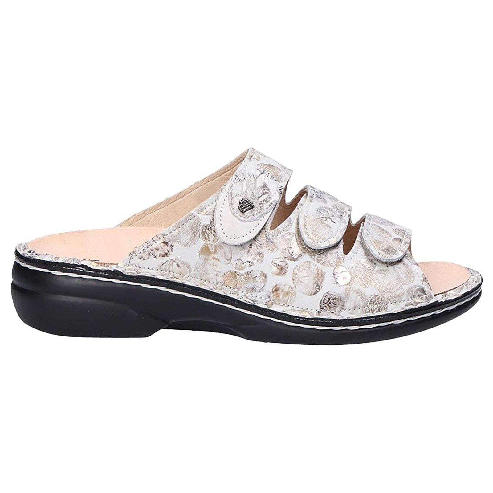 Finn Comfort Kos Leather Women's Slip-On Sandals#color_stone white
