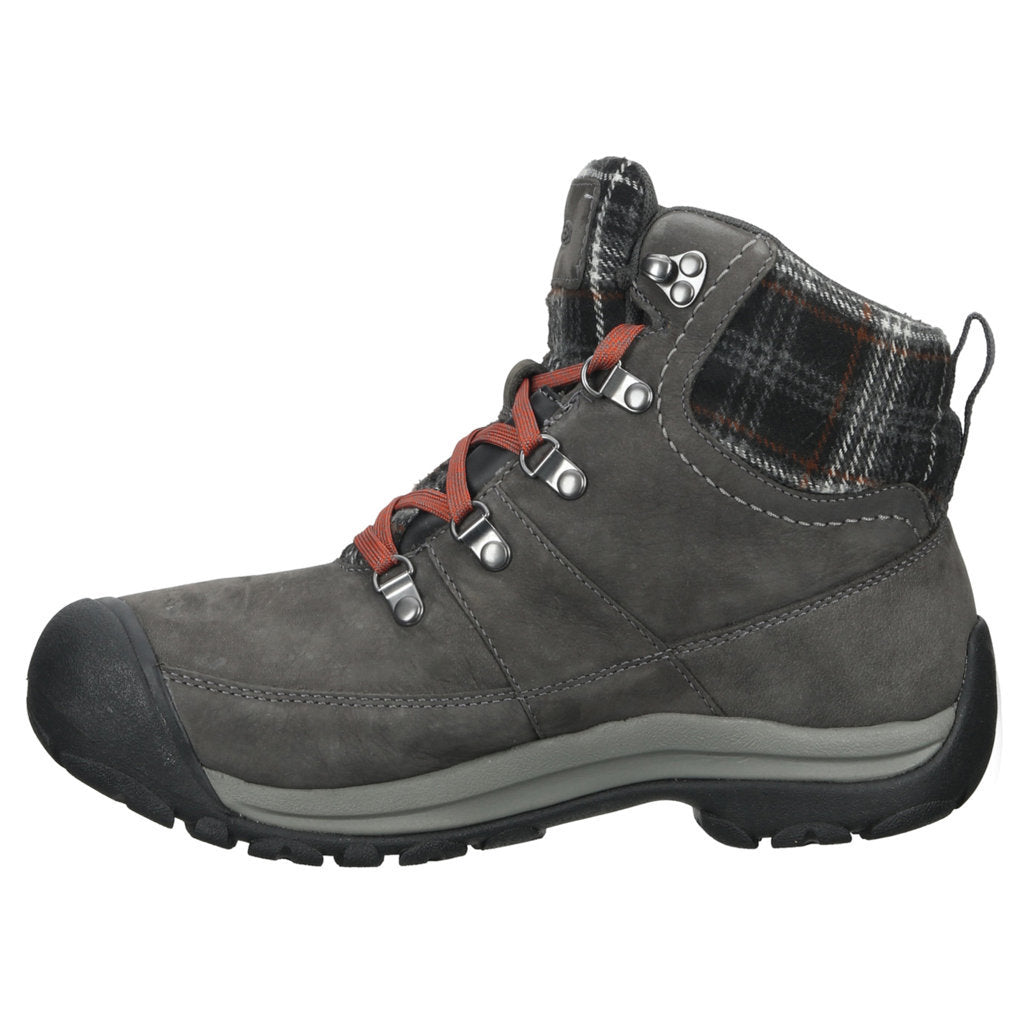 Keen Kaci III Mid Waterproof Leather & Textile Women's Snow Boots#color_magnet black plaid