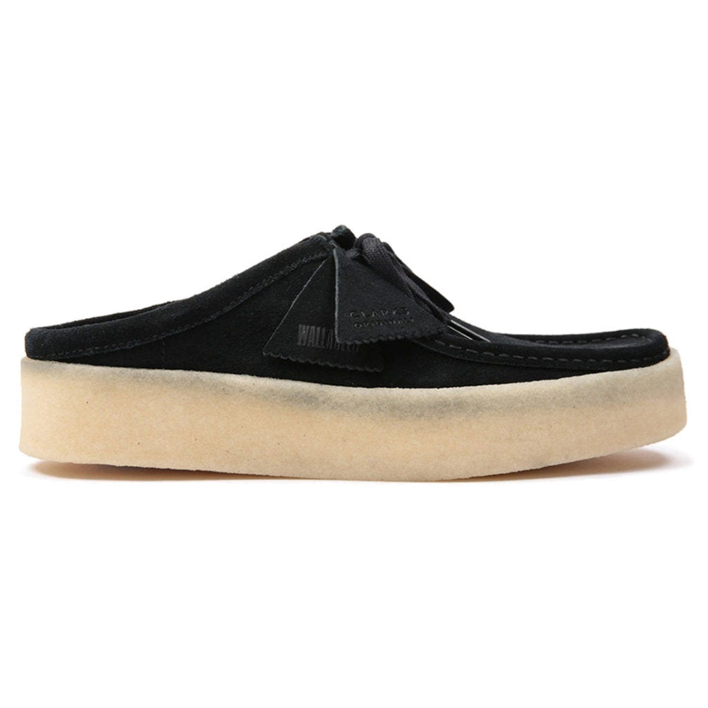 Clarks Originals Wallabee Lo Suede Leather Women's Shoes#color_black suede warmlined