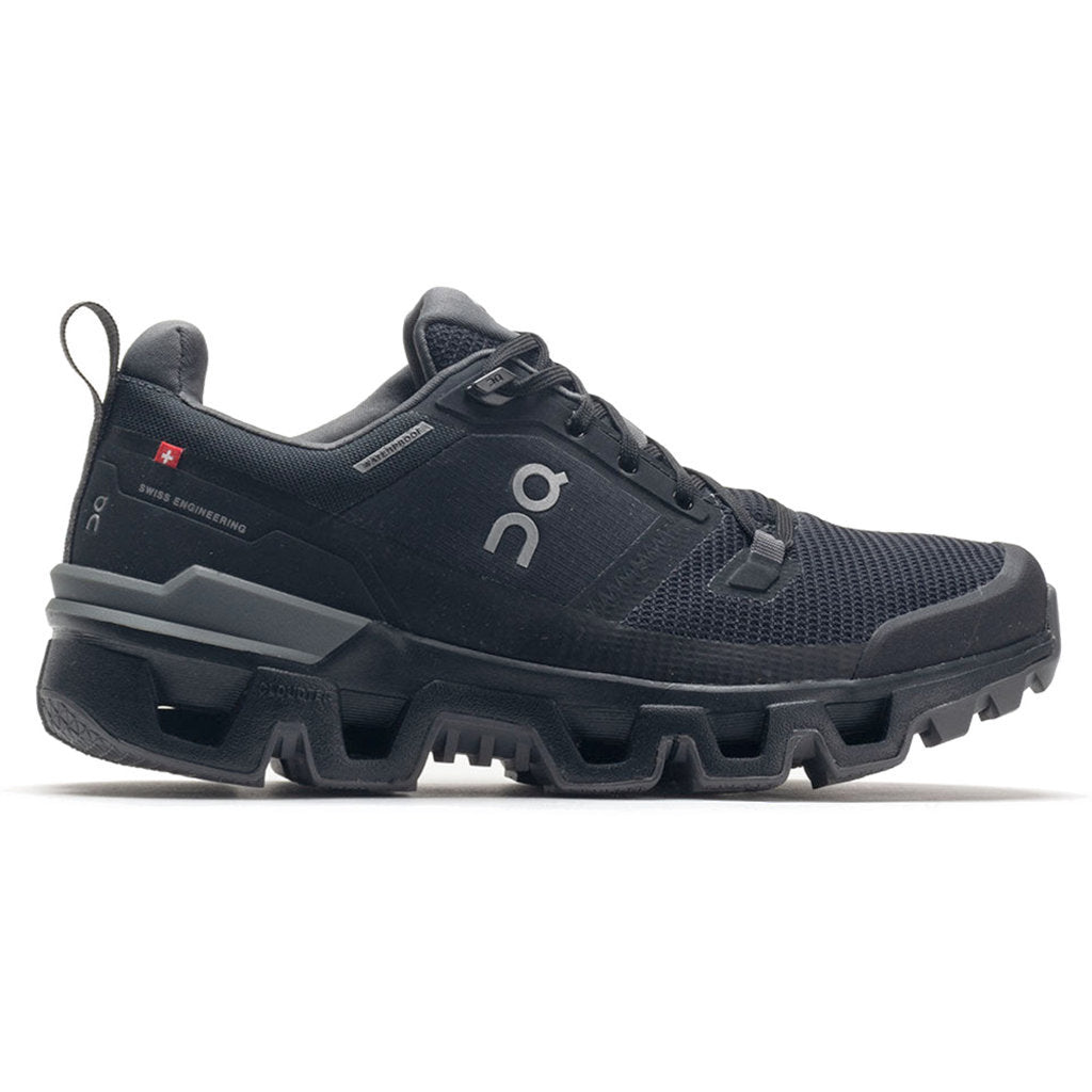 On Cloudwander Waterproof Textile Synthetic Mens Trainers#color_black eclipse