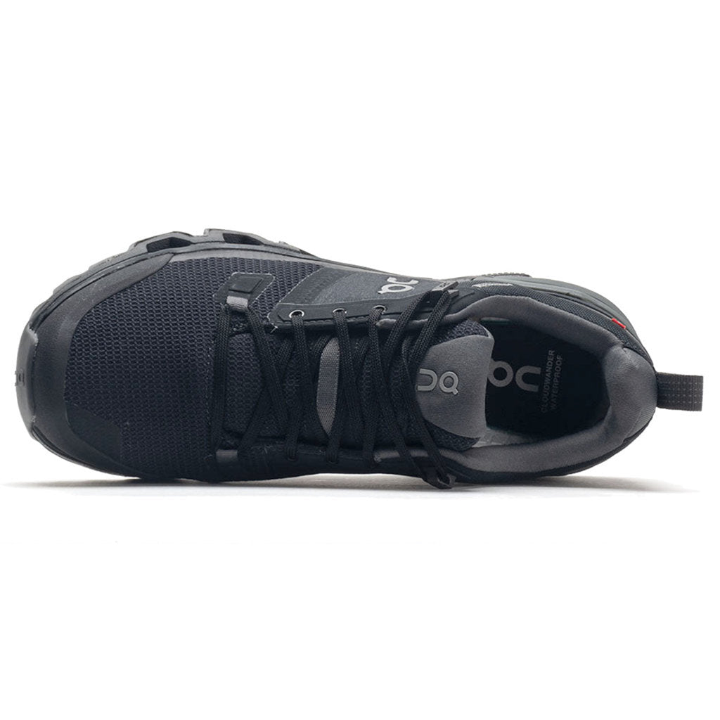 On Cloudwander Waterproof Textile Synthetic Women's Running Shoes#color_black eclipse