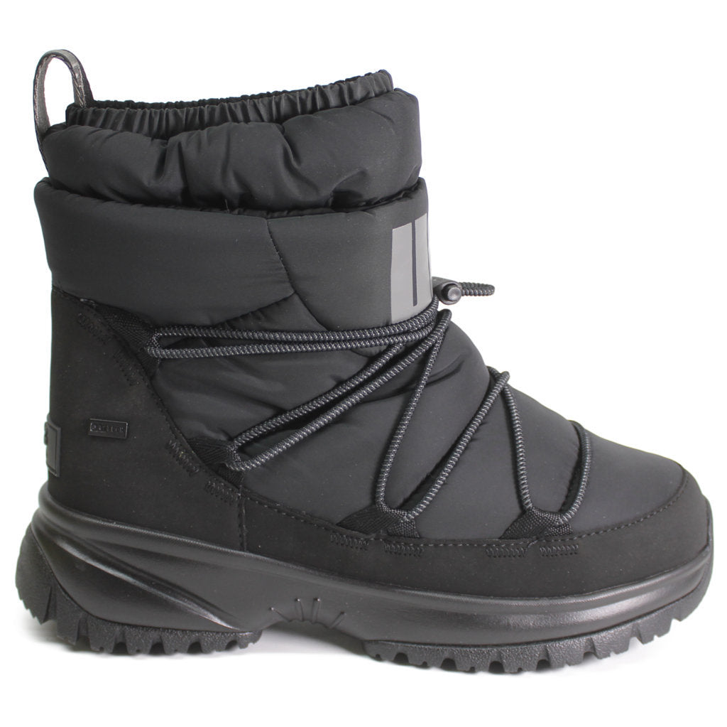 UGG Yose Puffer Mid Leather Textile Synthetic Womens Boots#color_black